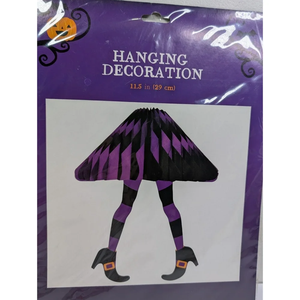 Halloween Witch Legs Paper Honeycomb Skirt Hanging Mobile Holiday Decor‎ X2